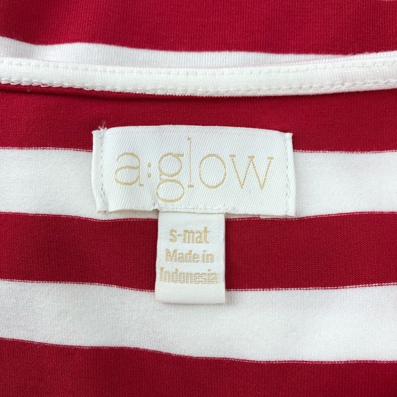 a:glow Red White Strip Drawstring Waist Short Sleeve Maternity Sheath Midi Dress - Picture 6 of 8